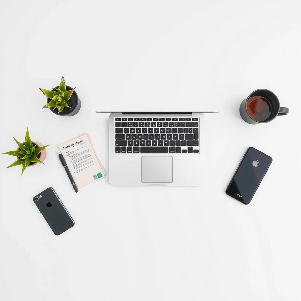 Illustration: Dokumente und Laptop auf einem modernen Schreibtisch für Datenschutzthemen